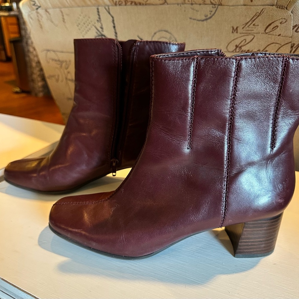 Burgundy SquareToe Nine West Ankle Boots